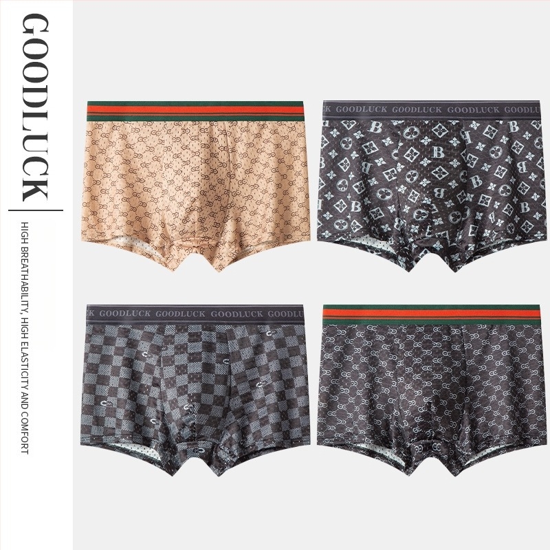 Férfi Ice Silk boxeralsó, lélegző, antibakteriális, 4 darabos készlet