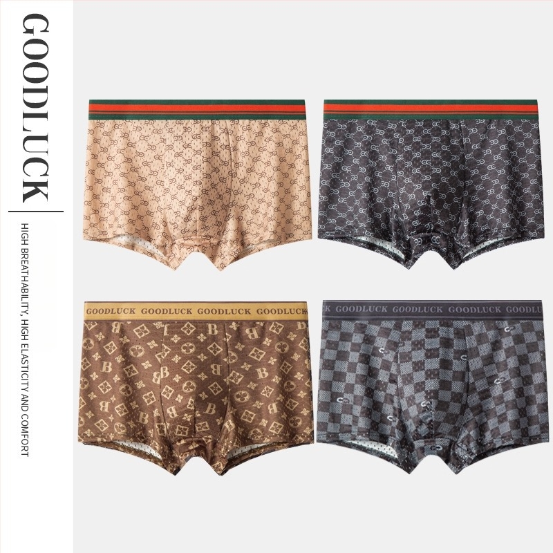 Férfi Ice Silk boxeralsó, lélegző, antibakteriális, 4 darabos készlet