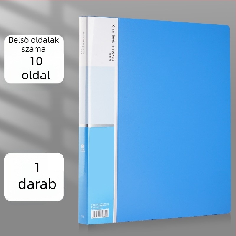 Átlátszó műanyag mappa irodai használatra, nagy kapacitású, több rétegű dokumentumok tárolására.