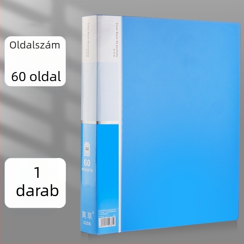 Átlátszó műanyag mappa irodai használatra, nagy kapacitású, több rétegű dokumentumok tárolására.