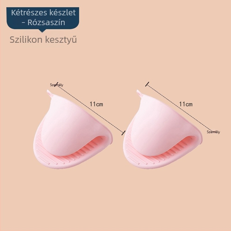 Rozsdamentes acélból készült csúszásmentes klipek és szilikon hőálló kesztyű a tálak, tepsik és gőzölő edények felemeléséhez