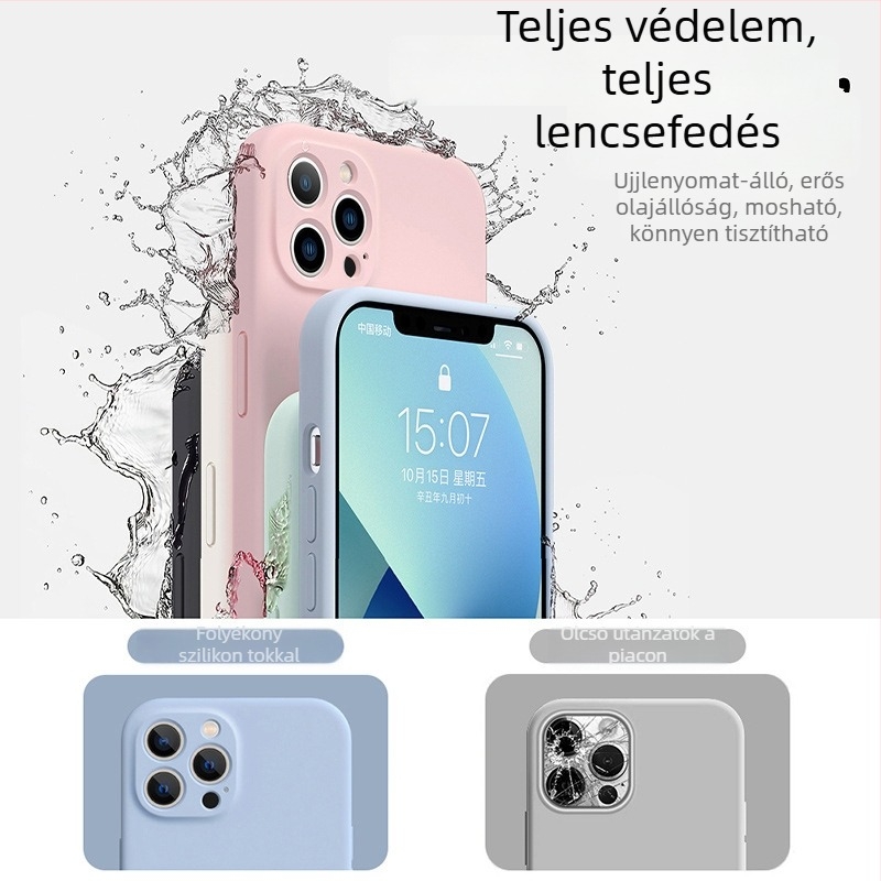 Folyékony szilikonból készült védőtok iPhone-hoz — minimalist, puha külső, ütésvédelmi tulajdonság, teljes lefedés