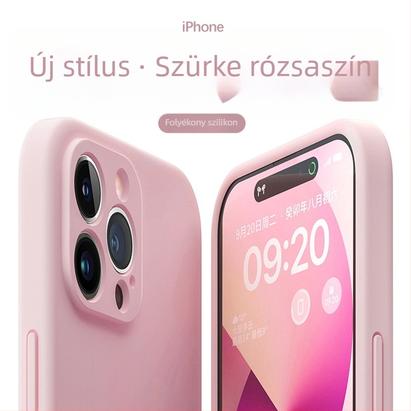 Folyékony szilikonból készült védőtok iPhone-hoz — minimalist, puha külső, ütésvédelmi tulajdonság, teljes lefedés