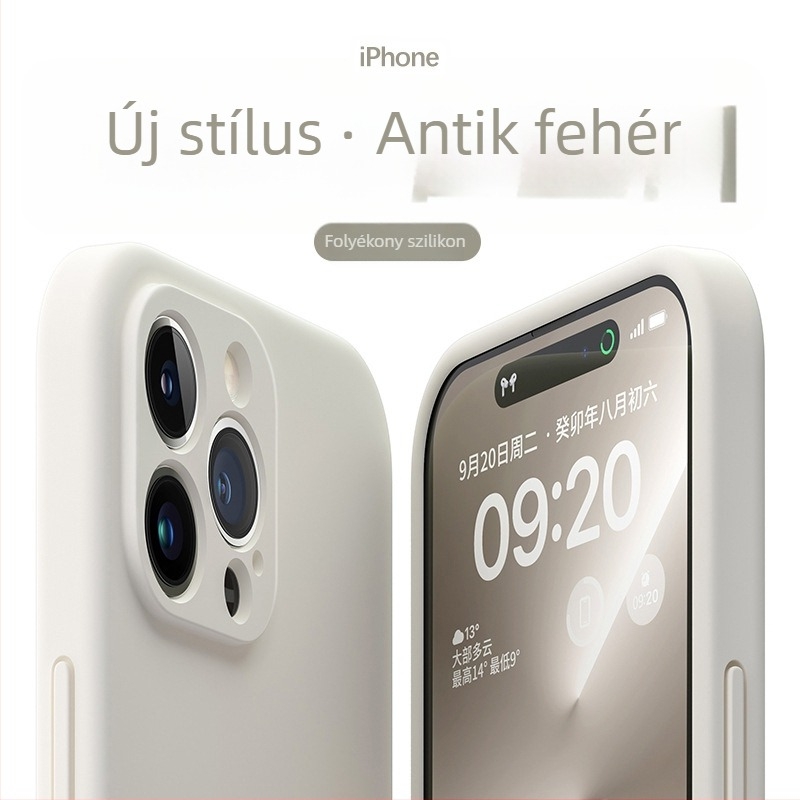 Folyékony szilikonból készült védőtok iPhone-hoz — minimalist, puha külső, ütésvédelmi tulajdonság, teljes lefedés