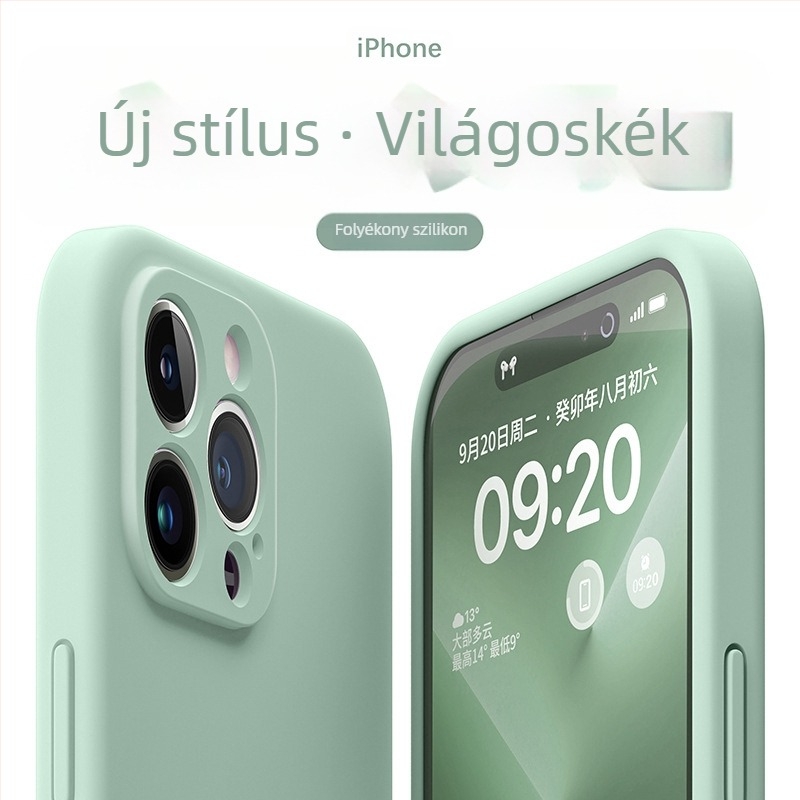 Folyékony szilikonból készült védőtok iPhone-hoz — minimalist, puha külső, ütésvédelmi tulajdonság, teljes lefedés