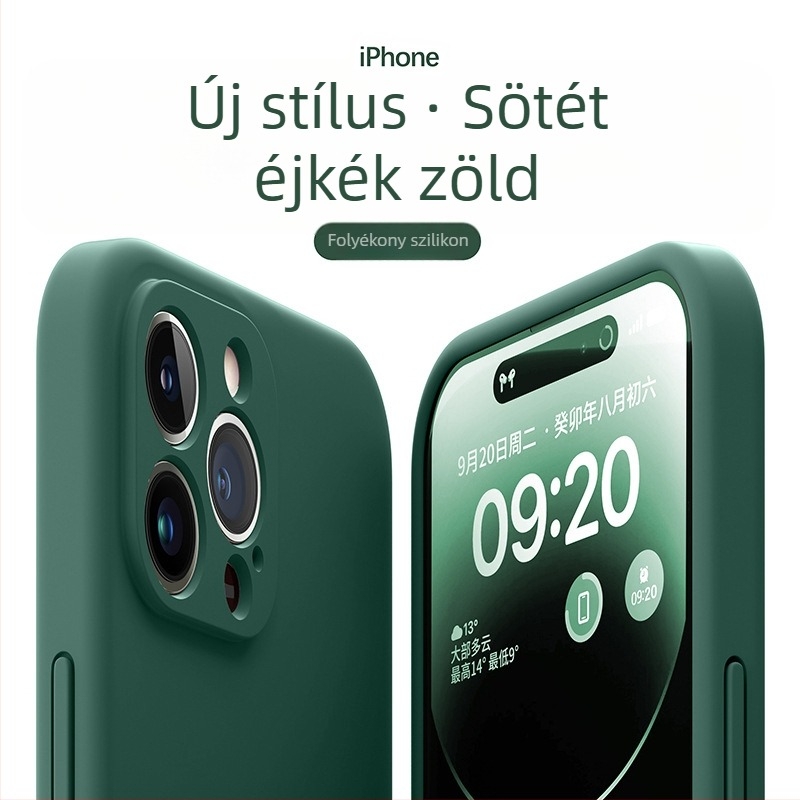 Folyékony szilikonból készült védőtok iPhone-hoz — minimalist, puha külső, ütésvédelmi tulajdonság, teljes lefedés