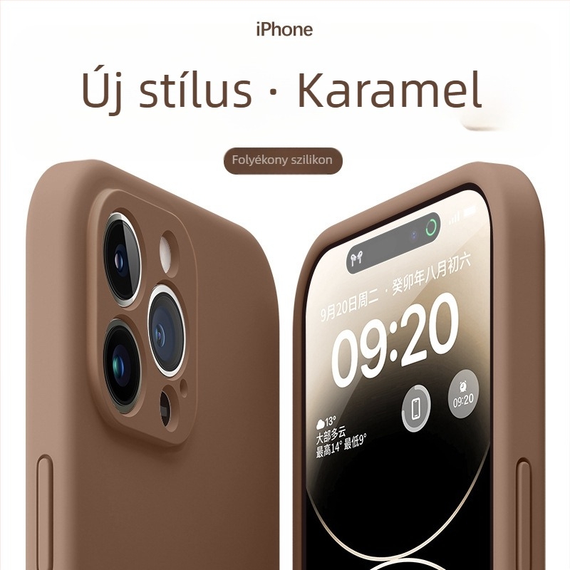 Folyékony szilikonból készült védőtok iPhone-hoz — minimalist, puha külső, ütésvédelmi tulajdonság, teljes lefedés
