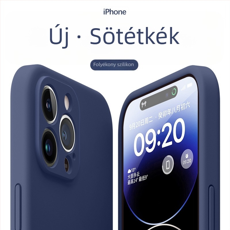 Folyékony szilikonból készült védőtok iPhone-hoz — minimalist, puha külső, ütésvédelmi tulajdonság, teljes lefedés