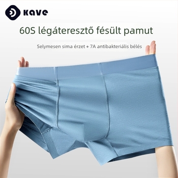 Férfi pamut boxer alsó, nagy méret, lélegző, antibakteriális, középmagas derekú, varrás nélküli szabás