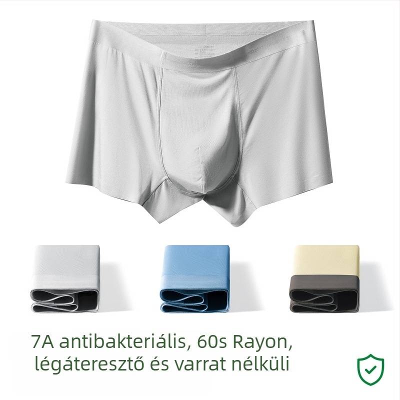 Férfi pamut boxer alsó, nagy méret, lélegző, antibakteriális, középmagas derekú, varrás nélküli szabás