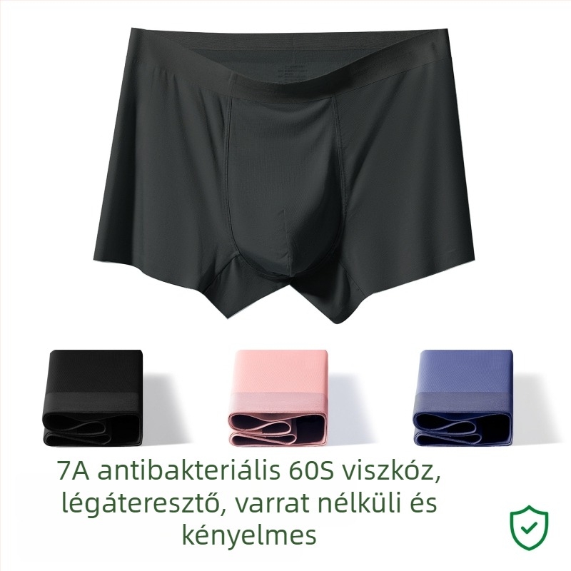 Férfi pamut boxer alsó, nagy méret, lélegző, antibakteriális, középmagas derekú, varrás nélküli szabás