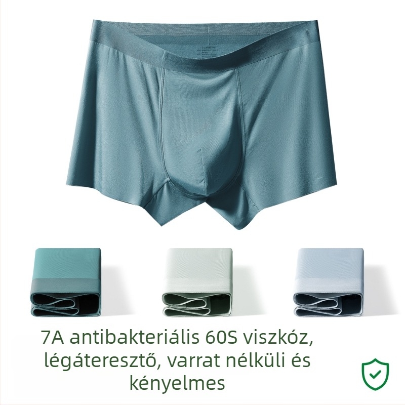 Férfi pamut boxer alsó, nagy méret, lélegző, antibakteriális, középmagas derekú, varrás nélküli szabás