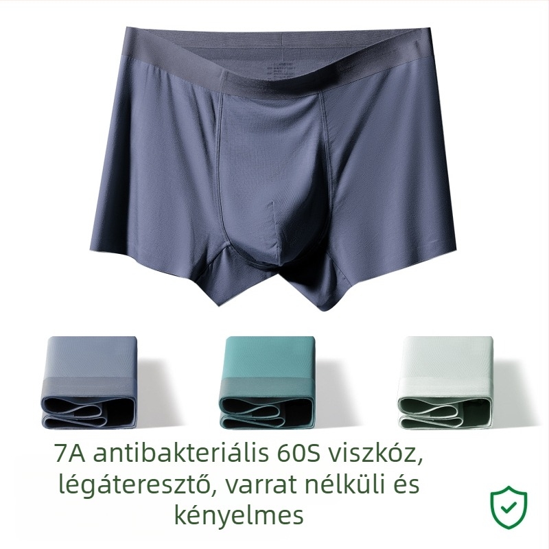 Férfi pamut boxer alsó, nagy méret, lélegző, antibakteriális, középmagas derekú, varrás nélküli szabás