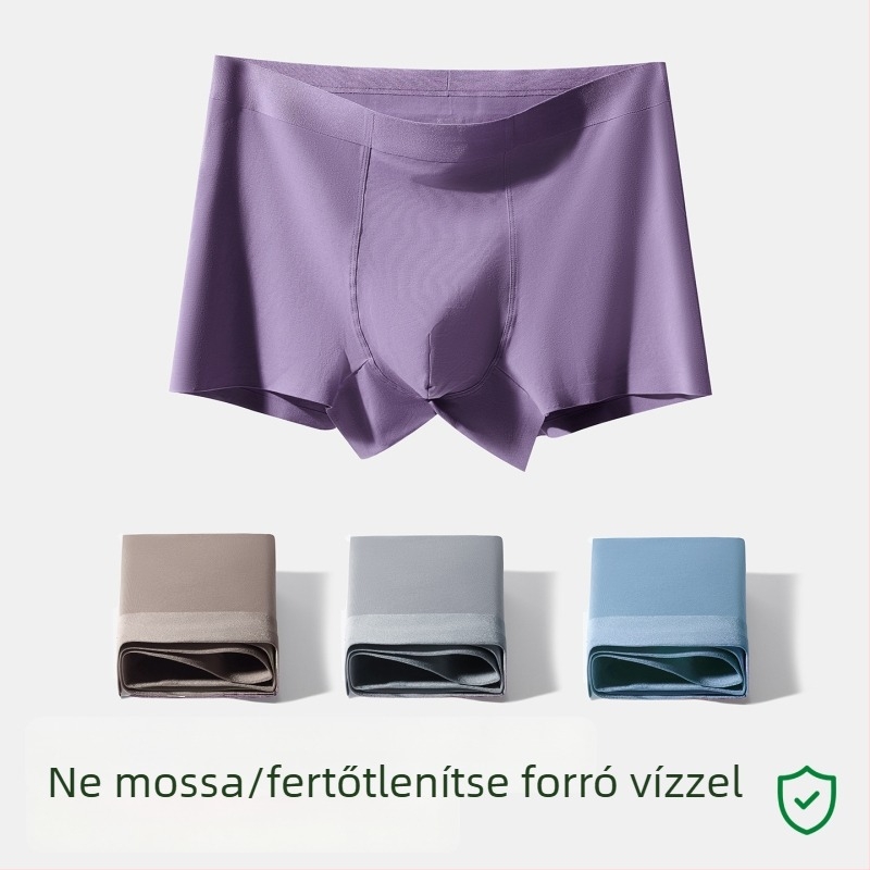 Férfi pamut boxer alsó, nagy méret, lélegző, antibakteriális, középmagas derekú, varrás nélküli szabás