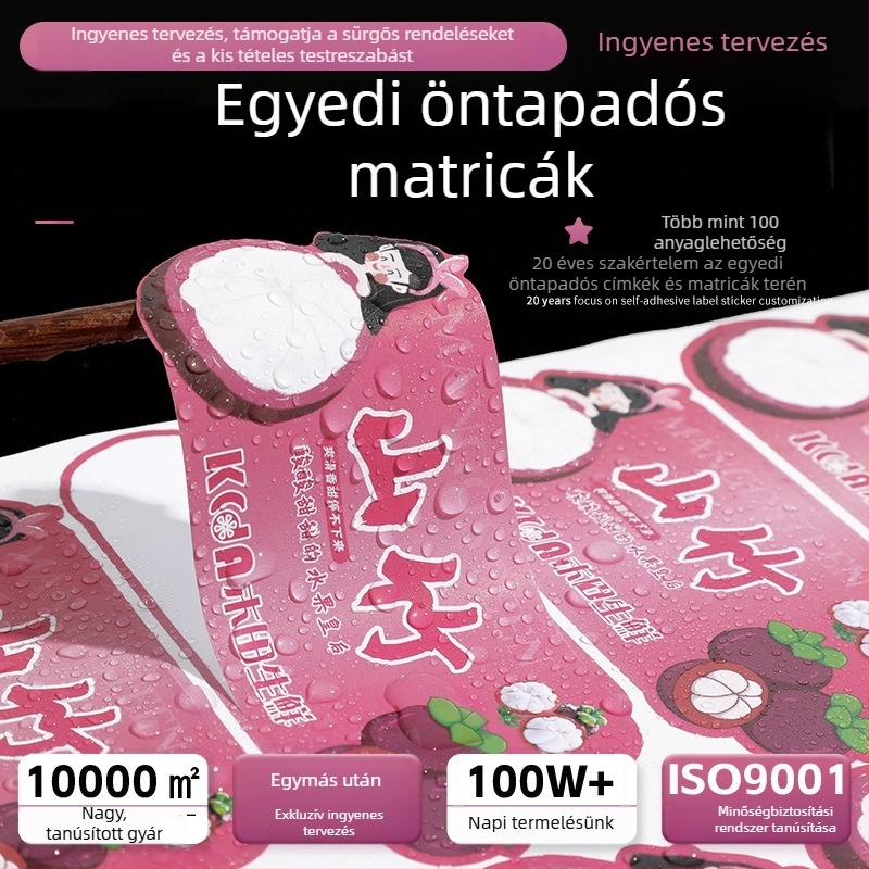 Egyedi öntapadós címkék QR kóddal – színes átlátszó PVC karikatúra matricák kávé márkához, sürgős megrendelés