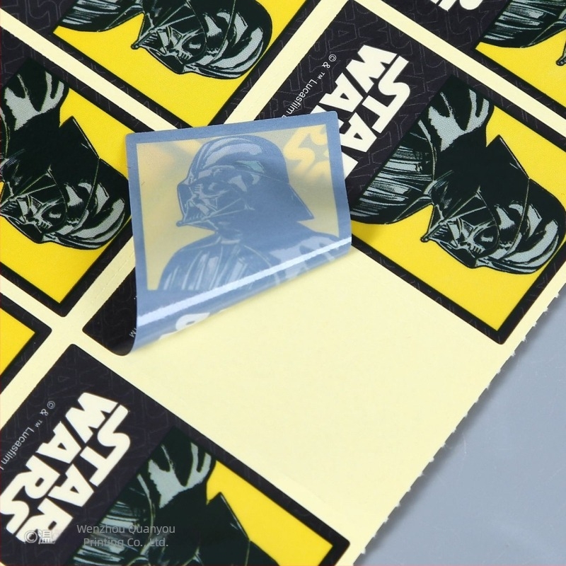 Egyedi öntapadós címkék QR kóddal – színes átlátszó PVC karikatúra matricák kávé márkához, sürgős megrendelés