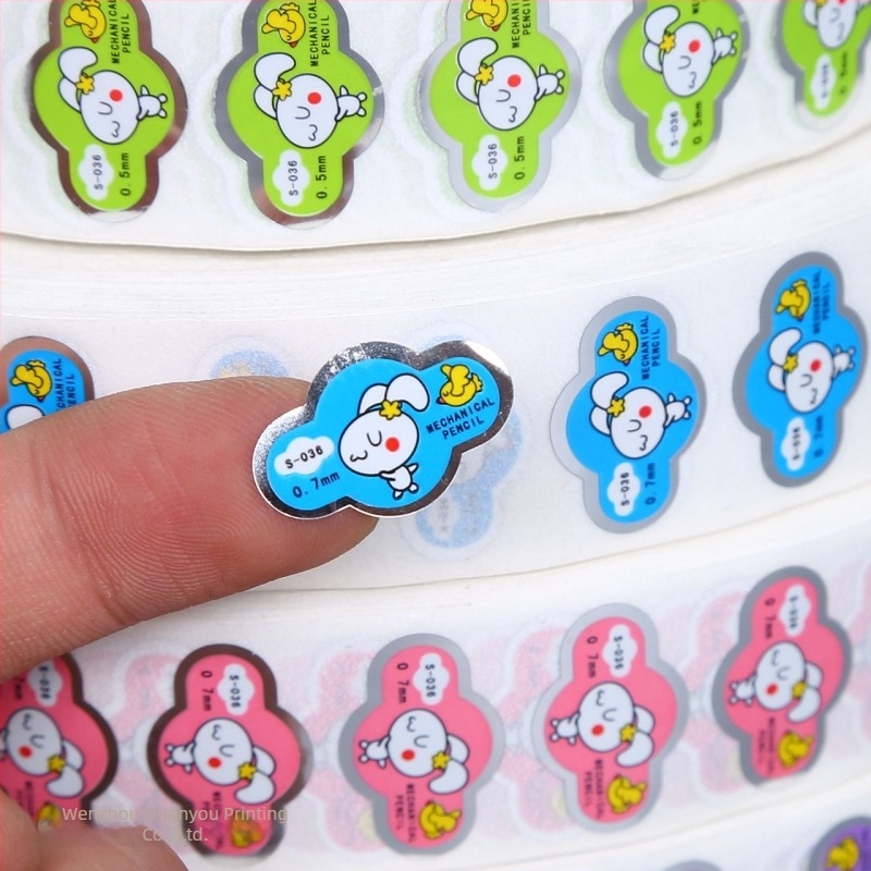 Egyedi öntapadós címkék QR kóddal – színes átlátszó PVC karikatúra matricák kávé márkához, sürgős megrendelés