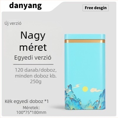 Zöld teás fém doboz, üres ajándékdoboz, univerzális méret, testreszabható csomagolás