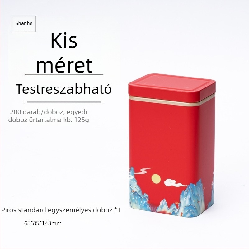 Zöld teás fém doboz, üres ajándékdoboz, univerzális méret, testreszabható csomagolás