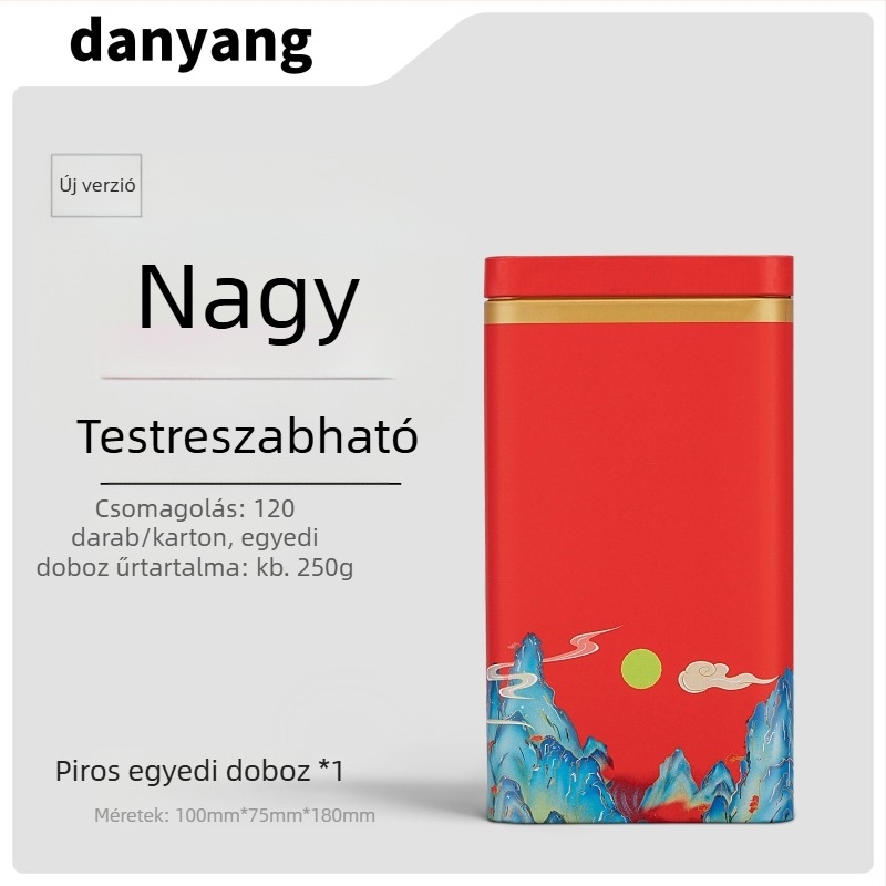 Zöld teás fém doboz, üres ajándékdoboz, univerzális méret, testreszabható csomagolás