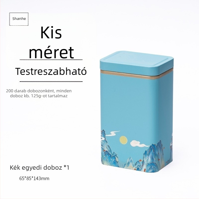 Zöld teás fém doboz, üres ajándékdoboz, univerzális méret, testreszabható csomagolás