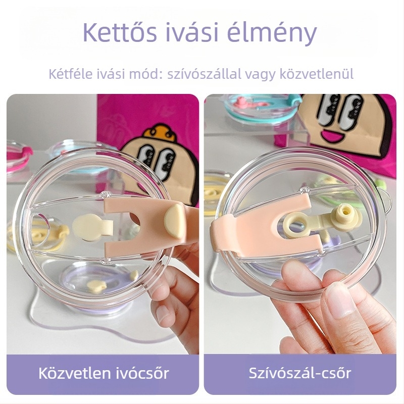 Szívószállal ellátott műanyag pohárfedél – por- és szivárgásálló, logó nyomtatás lehetősége, testreszabható