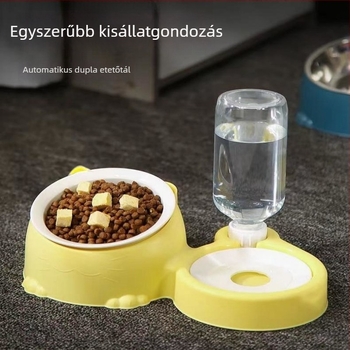 Macska automata víz- és etetőtál, többfunkciós, anti-kiöntés és nyakvédő támogatás