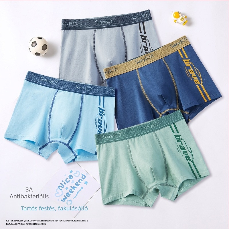 Tinédzser fiúk számára pamut boxer brief, varrat nélküli, lélegző, antibakteriális