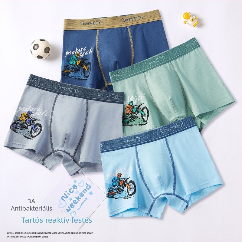Tinédzser fiúk számára pamut boxer brief, varrat nélküli, lélegző, antibakteriális
