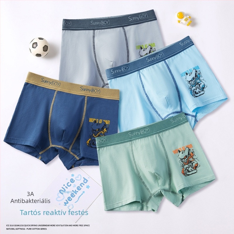 Tinédzser fiúk számára pamut boxer brief, varrat nélküli, lélegző, antibakteriális
