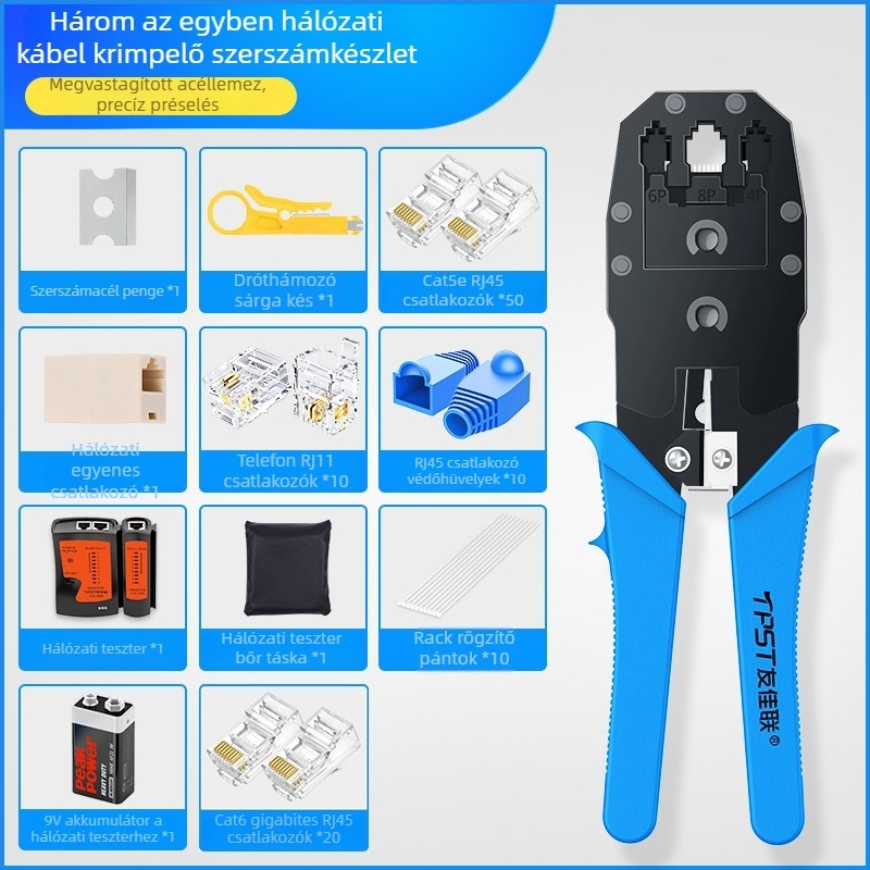 RJ45 krimpelő fogó hálózati kábelekhez – otthoni és professzionális Cat5e/Cat6/Cat7