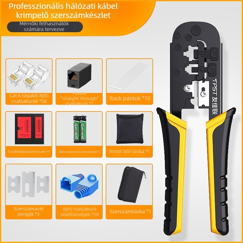 RJ45 krimpelő fogó hálózati kábelekhez – otthoni és professzionális Cat5e/Cat6/Cat7