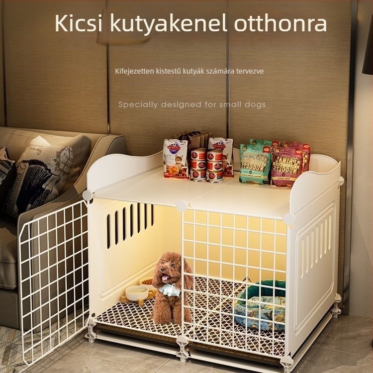 Kis testű kutyák számára tervezett ketrec Teddy és Bichon Frisée fajtákhoz, anti-menekülés, beltéri használatra, zárt és lélegző, beépített WC-vel