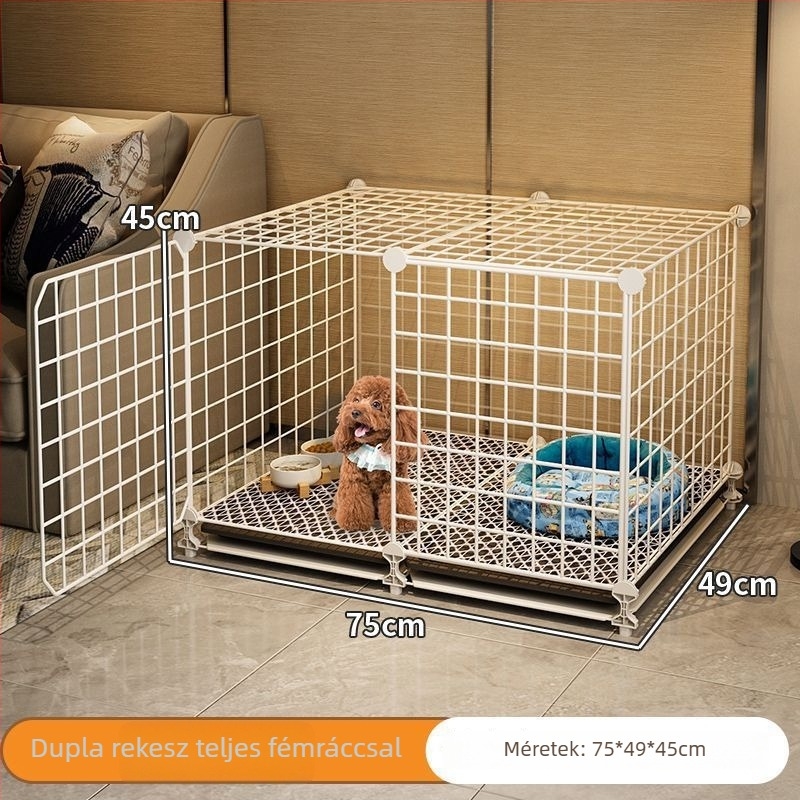 Kis testű kutyák számára tervezett ketrec Teddy és Bichon Frisée fajtákhoz, anti-menekülés, beltéri használatra, zárt és lélegző, beépített WC-vel