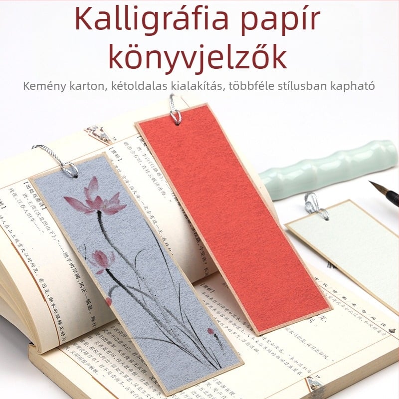 Ősi stílusú könyvjelzők üres kalligrápiapapírral, ecsetes és golyóstollal íráshoz, bojtokkal