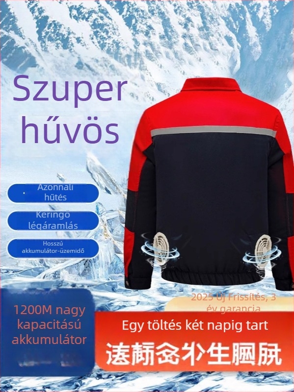 Nyári munkaruha beépített ventilátorral a nyári hűtésért, kültéri építéshez és hegesztéshez