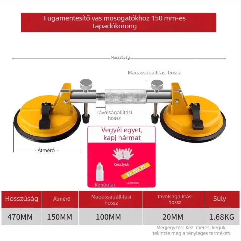 Vákuumos szívófejes kőlap illesztő és szintező eszköz kvarc- és márványlapokhoz