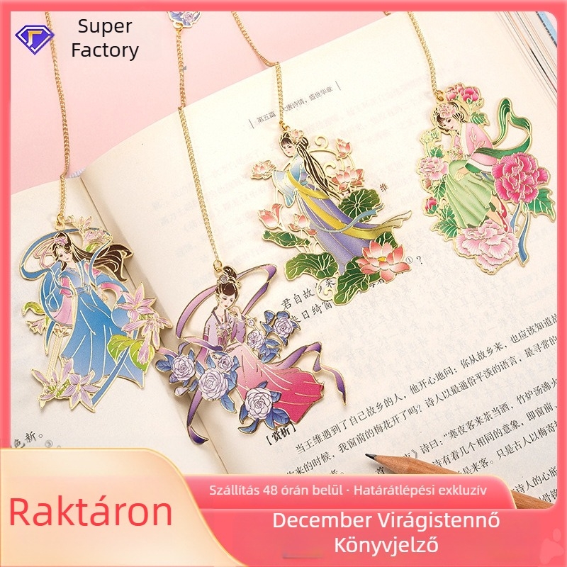 Yuxun Decemberi viráginő bronz kivágott könyvjelző - klasszikus kínai stílusú fém