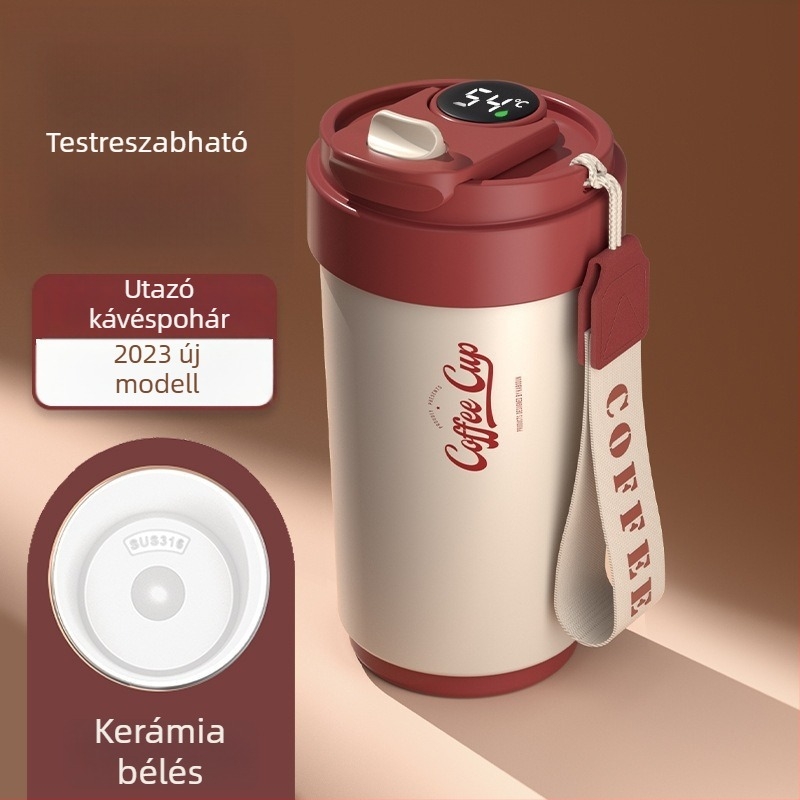 Magas minőségű kávéscsésze kerámiabelsővel és 316 rozsdamentes acélból készült hőszigetelt héjjal, üzleti minimalist dizájn