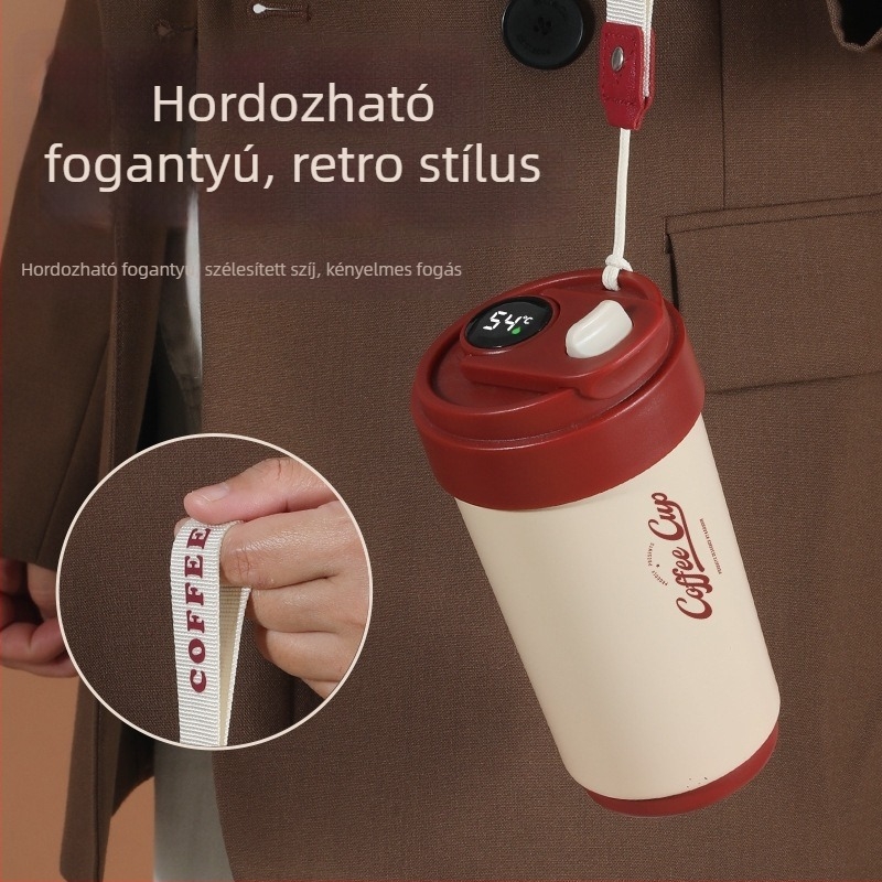 Magas minőségű kávéscsésze kerámiabelsővel és 316 rozsdamentes acélból készült hőszigetelt héjjal, üzleti minimalist dizájn