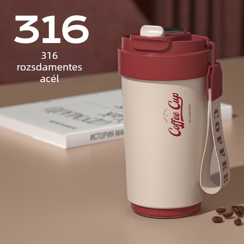 Magas minőségű kávéscsésze kerámiabelsővel és 316 rozsdamentes acélból készült hőszigetelt héjjal, üzleti minimalist dizájn