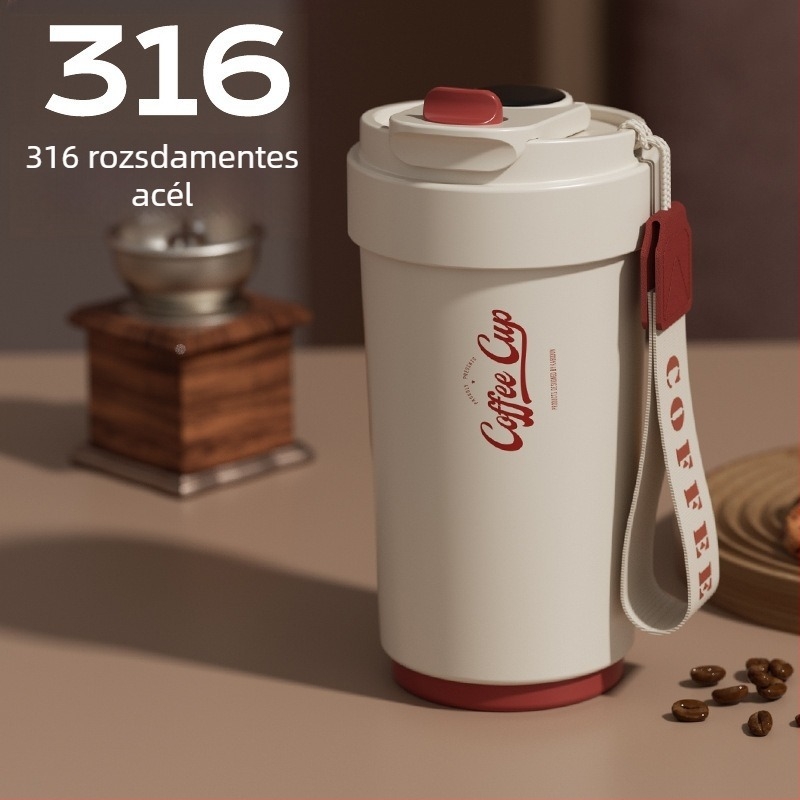 Magas minőségű kávéscsésze kerámiabelsővel és 316 rozsdamentes acélból készült hőszigetelt héjjal, üzleti minimalist dizájn