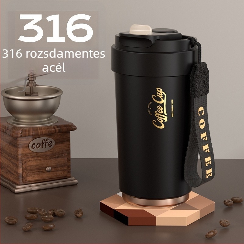 Magas minőségű kávéscsésze kerámiabelsővel és 316 rozsdamentes acélból készült hőszigetelt héjjal, üzleti minimalist dizájn