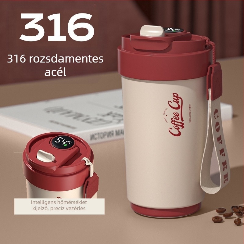 Magas minőségű kávéscsésze kerámiabelsővel és 316 rozsdamentes acélból készült hőszigetelt héjjal, üzleti minimalist dizájn