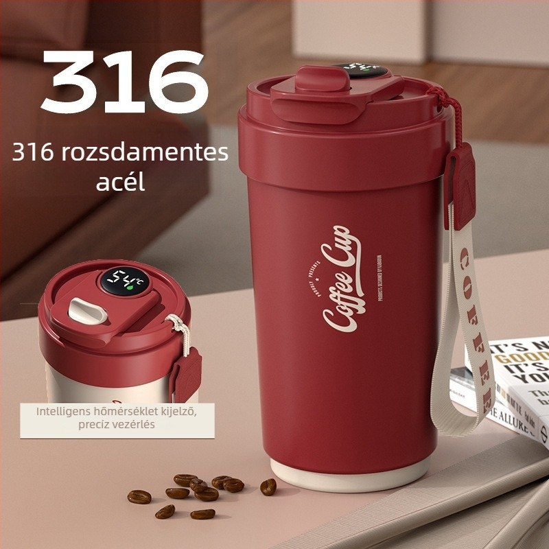 Magas minőségű kávéscsésze kerámiabelsővel és 316 rozsdamentes acélból készült hőszigetelt héjjal, üzleti minimalist dizájn