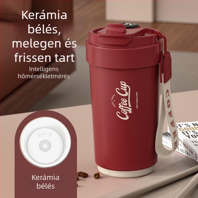 Magas minőségű kávéscsésze kerámiabelsővel és 316 rozsdamentes acélból készült hőszigetelt héjjal, üzleti minimalist dizájn