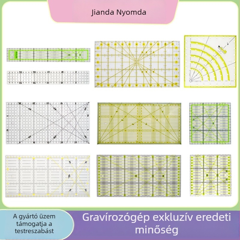 Akril patchwork vonalzó ruhakészítéshez, mérő- és vágóeszköz, 15x30 cm