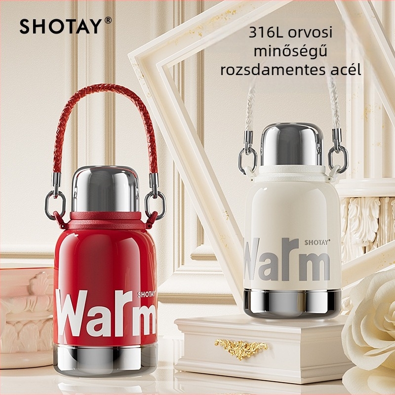 Nagy kapacitású rozsdamentes acél termosz – szigetelt, szűrővel és tea szeparátorral – szabadtéri kirándulásokhoz