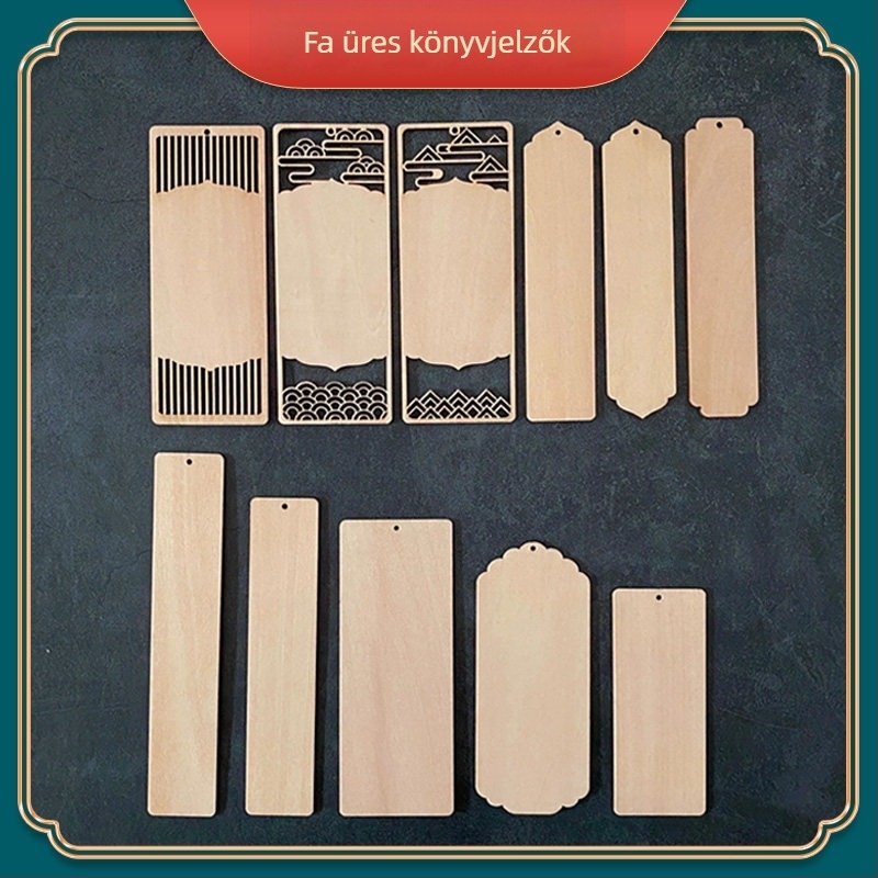 Fából készült üres könyvjelzők DIY kézműves projektekhez gravírozott képekkel és szöveggel – általános iskolai ballagási emlék
