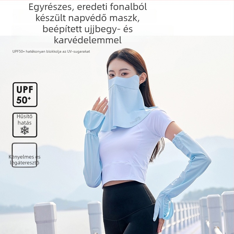 Női jégselyem arcvédő kendő, UV-védelem, légáteresztő vékony nyári maszk